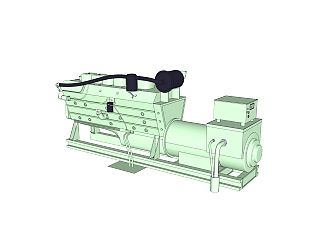 现代燃气发电机草图大师模型，燃气发电机sketchup模型下载