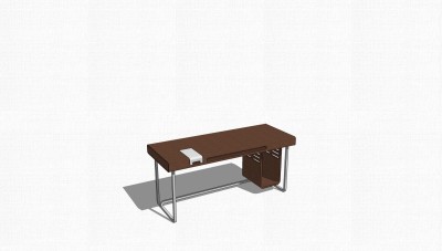 现代实木班台桌草图大师模型，班台桌sketchup模型下载