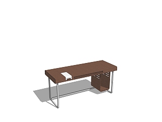 现代实木班台桌草图大师模型，班台桌sketchup模型下载