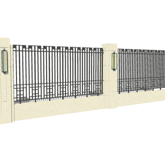 欧式景观墙围墙草图大师模型，景观墙围墙sketchup模型下载