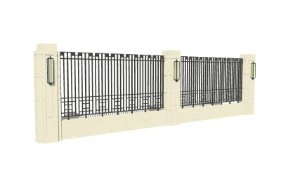 欧式景观墙围墙草图大师模型，景观墙围墙sketchup模型下载