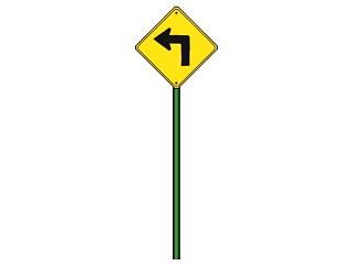 现代向左转弯道路<em>交通</em>标志牌su模型下载、向左转弯道路...