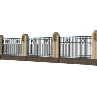 新中式围墙护栏免费su模型，栏杆sketchup模型下载