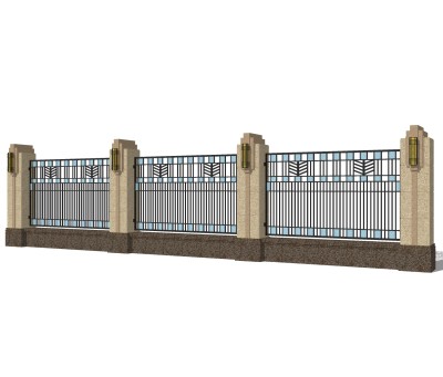新中式围墙护栏免费su模型，栏杆sketchup模型下载