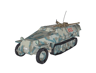 德国Sdkfz-251<em>半</em>履带轻型装甲输送车su模型，装甲输送...