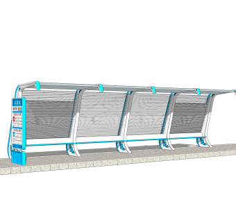 现代公交候车亭免费su模型，公交候车亭草图大师模型下载