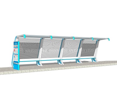 现代公交候车亭免费su模型，公交候车亭草图大师模型下载