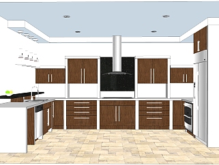 <em>现代厨房</em>草图大师模型，厨房SU模型下载