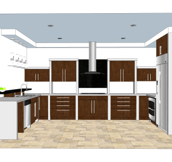 现代厨房草图大师模型，厨房SU模型下载