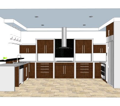现代厨房草图大师模型，厨房SU模型下载