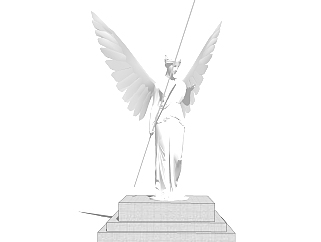 米迦勒天使雕塑su模型,摆件草图大师模型下载