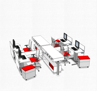 办工桌草图大师模型，办工桌sketchup模型，办工桌su素材下载