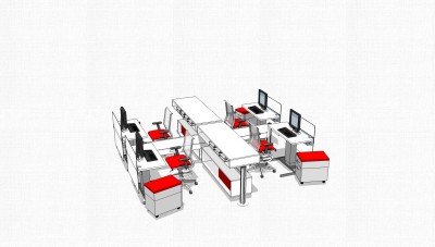 办工桌草图大师模型，办工桌sketchup模型，办工桌su素材下载