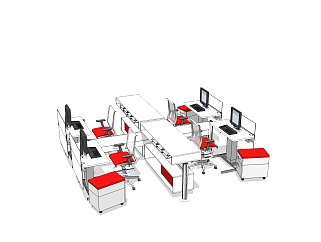 办工桌草图大师模型，办工桌sketchup模型，办工桌su素材下载