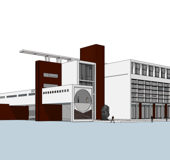 现代办公楼外观草图大师模型，办公楼外观sketchup模型免费下载