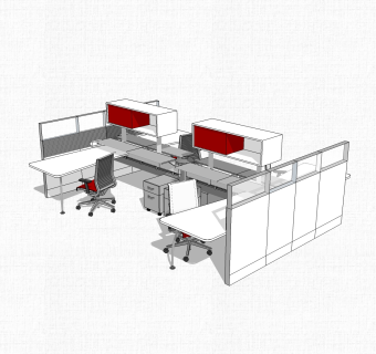 办公用品办公桌sketchup模型，办公桌skp模型，办公桌su素材下载
