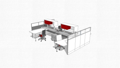 办公用品办公桌sketchup模型，办公桌skp模型，办公桌su素材下载