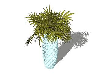 中式植物盆栽 草图大师模型下载，袖珍椰子sketchup模型下载