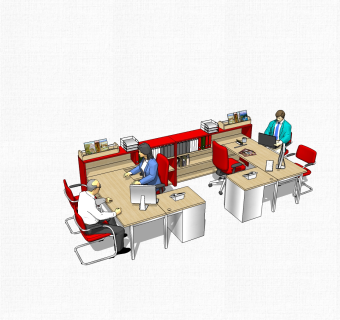 现代简约风格办工桌草图大师模型，办工桌sketchup模型下载