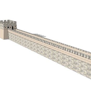 中式城墙草图大师模型，城墙SKB文件下载