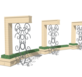 欧式铁艺造型廊架草图大师模型，铁艺造型廊架sketchup模型下载