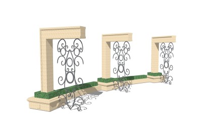 欧式铁艺造型廊架草图大师模型，铁艺造型廊架sketchup模型下载