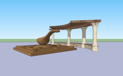 现代廊架草图大师模型，廊架sketchup模型下载