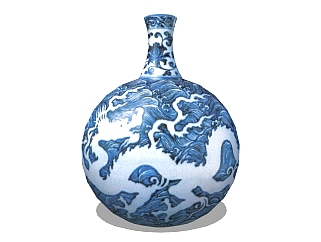  现代中式 花瓶草图大师模型，花瓶sketchup模型下载