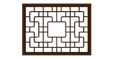 中式窗草图大师模型，窗户sketchup模型下载