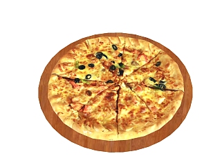 现代<em>披萨</em>食物免费su模型，食品草圖大師模型下載