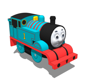 现代托马斯小火车草图大师模型，玩具su模型下载