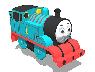 现代托马斯小火车草图大师模型，玩具su模型下载