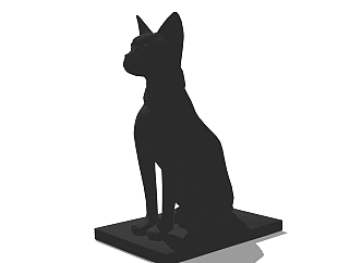 现代黑猫雕塑免费su模型,摆件草图大师模型下载