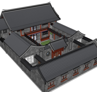 传统中式合院sketchup模型集下载