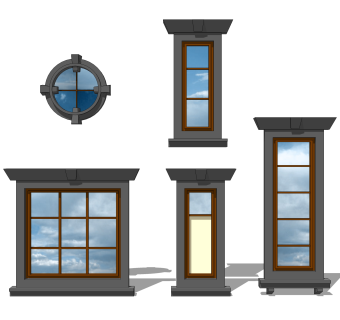现代欧式窗草图大师模型,欧式窗SU模型下载
