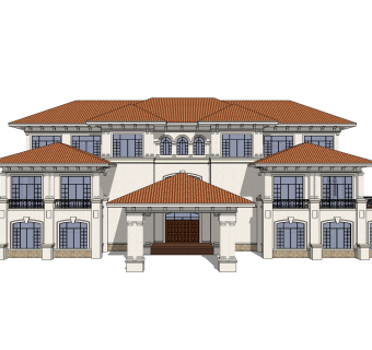 欧式别墅SU模型，别墅SKP模型下载
