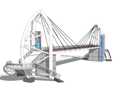 斜拉桥草图大师模型下载，斜拉桥sketchup模型分享