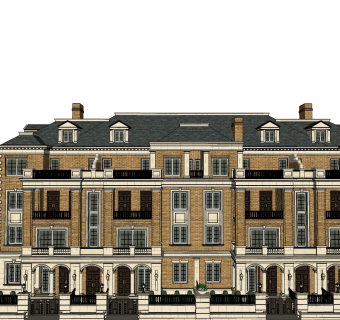 新中式别墅建筑，SU模型免费下载