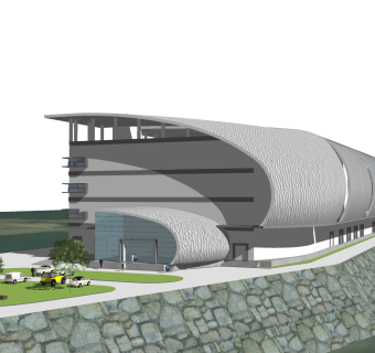 现代办公楼外观草图大师模型，办公楼外观sketchup模型免费下载