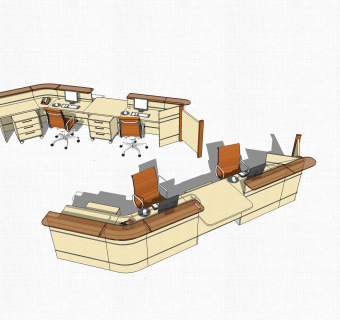 现代简约服务台su模型，服务台sketchup模型下载