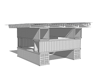 现代<em>集装箱</em>房屋su模型，改造房草图大师模型下载