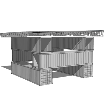 现代集装箱房屋su模型，改造房草图大师模型下载
