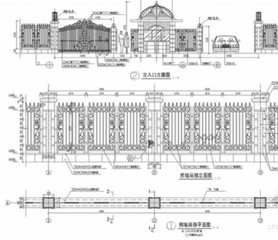 园林景观围墙施工详图20例