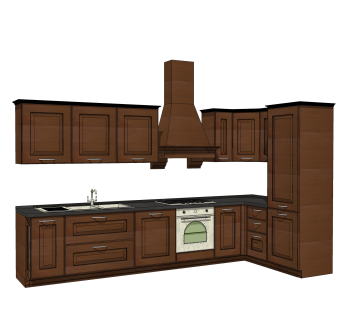 美式橱柜sketchup模型，橱柜草图大师模型下载