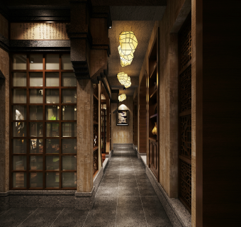 现代商场茶餐厅茶楼餐饮案例CAD图纸，茶楼cad设计图纸下载