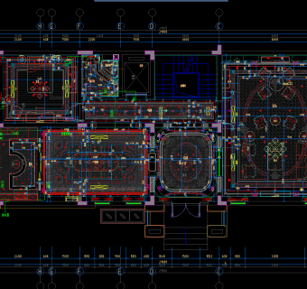 法式别墅样板间CAD施工图，别墅样板间CAD图纸下载