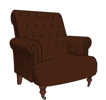 欧式布艺单人沙发sketchup模型，休闲布艺沙发skp模型下载