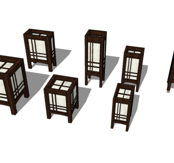 日式落地灯草图大师模型，落地灯skb模型分享