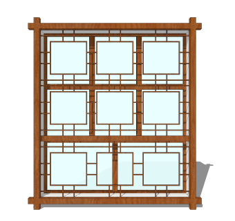 中式窗草图大师模型，中式窗SU模型下载