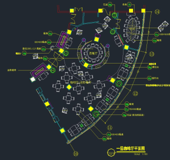 现代咖啡厅设计施工图，咖啡厅CAD施工图纸下载